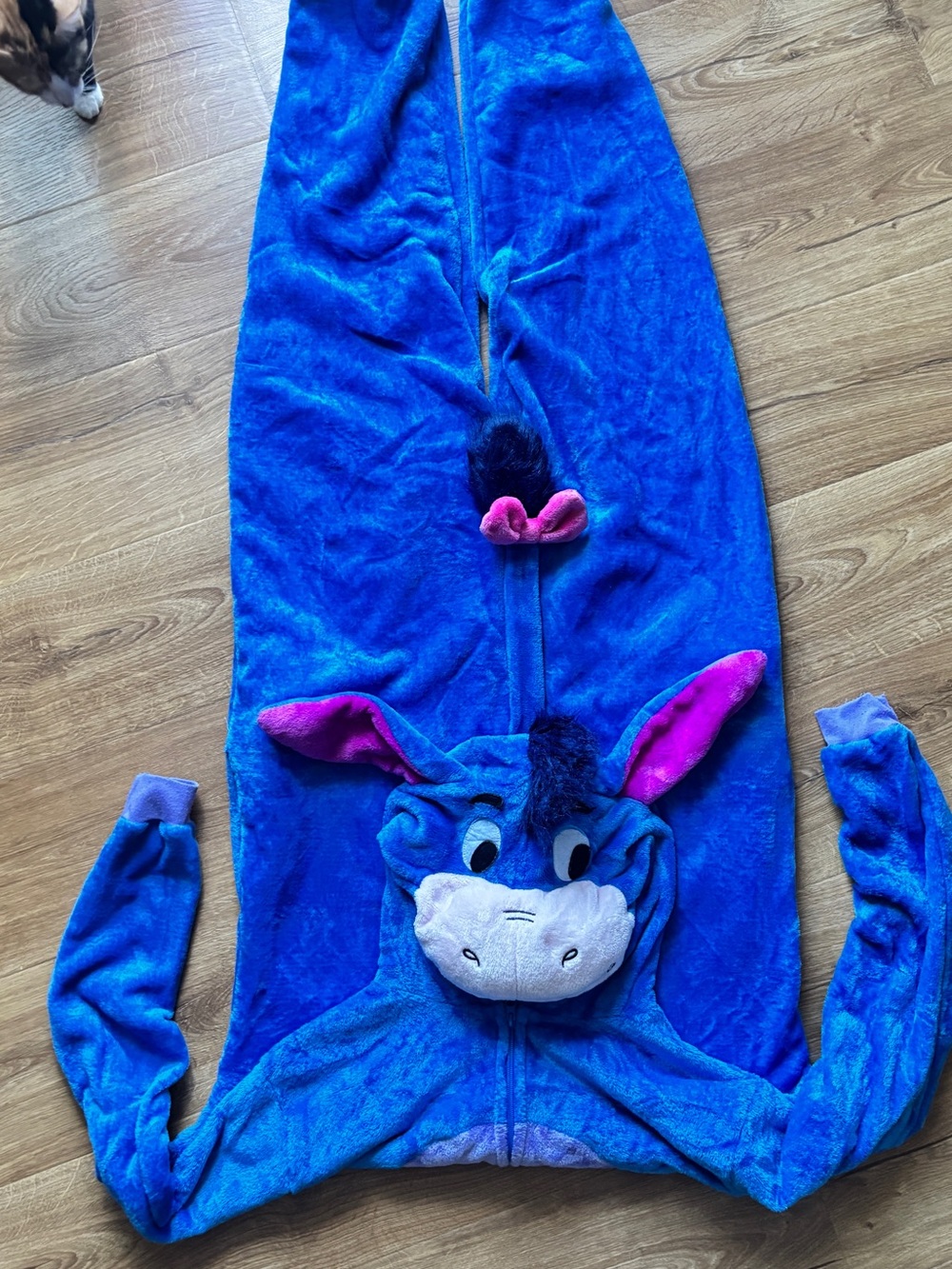 Disney Blue Eeyore Women's Pajama Onesie with Pink Ear Accents